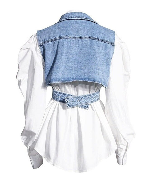 Puff Sleeve Shirts and Vest Co-ord